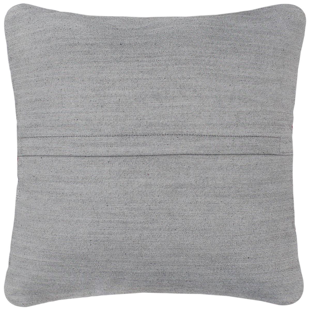 handmade  Pillow Gray Red Hand-Woven SQUARE 100% WOOL pillow