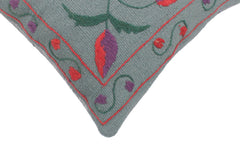handmade  Pillow Gray Red Hand-Woven SQUARE 100% WOOL pillow