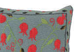 handmade  Pillow Gray Red Hand-Woven SQUARE 100% WOOL pillow