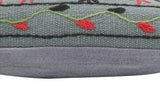 handmade  Pillow Gray Red Hand-Woven SQUARE 100% WOOL pillow