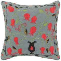 handmade  Pillow Gray Red Hand-Woven SQUARE 100% WOOL pillow