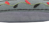 handmade  Pillow Gray Red Hand-Woven SQUARE 100% WOOL pillow