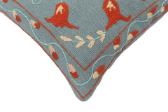 handmade  Pillow Blue Rust Hand-Woven SQUARE 100% WOOL pillow