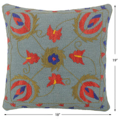 handmade  Pillow Blue Red Hand-Woven SQUARE 100% WOOL pillow