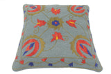 handmade  Pillow Blue Red Hand-Woven SQUARE 100% WOOL pillow