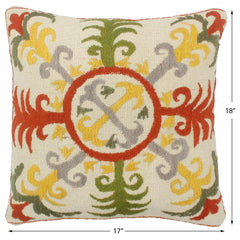 handmade  Pillow Beige Rust Hand-Woven SQUARE 100% WOOL pillow