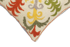 handmade  Pillow Beige Rust Hand-Woven SQUARE 100% WOOL pillow