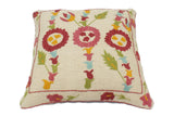 handmade  Pillow Beige Blue Hand-Woven SQUARE 100% WOOL pillow