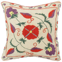 handmade  Pillow Beige Rust Hand-Woven SQUARE 100% WOOL pillow
