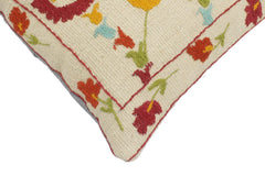 handmade  Pillow Beige Rust Hand-Woven SQUARE 100% WOOL pillow