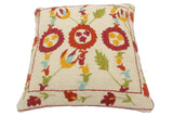 handmade  Pillow Beige Rust Hand-Woven SQUARE 100% WOOL pillow