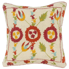 handmade  Pillow Beige Rust Hand-Woven SQUARE 100% WOOL pillow