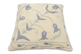 handmade  Pillow Beige Blue Hand-Woven SQUARE 100% WOOL pillow