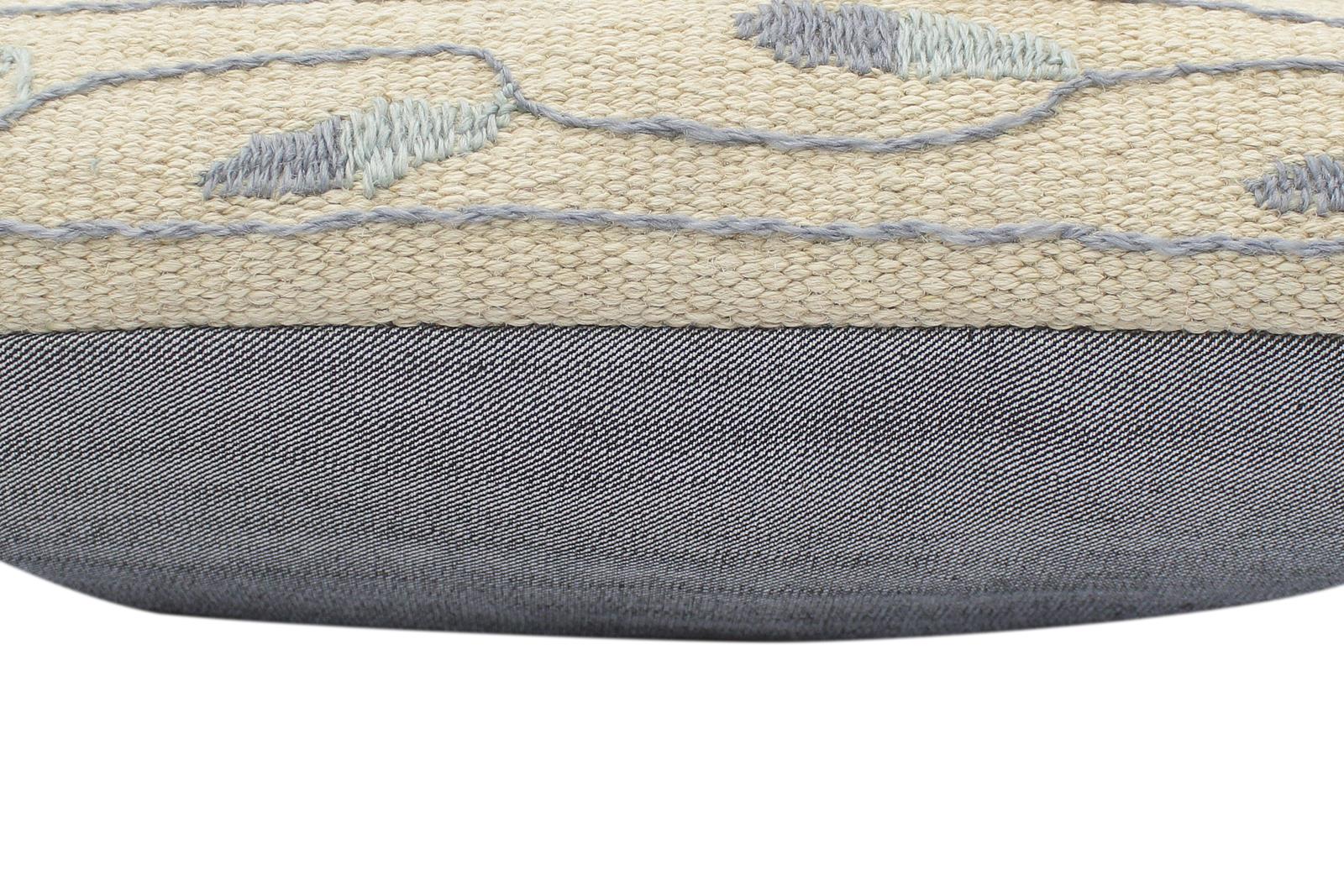 handmade  Pillow Beige Blue Hand-Woven SQUARE 100% Wool Suzani Throw Pillow