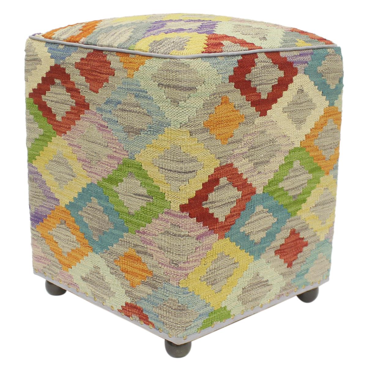 handmade Traditional Ottoman Red Blue Hand-made SQUARE handmade ottoman pouf15'' x 15'' x 20''