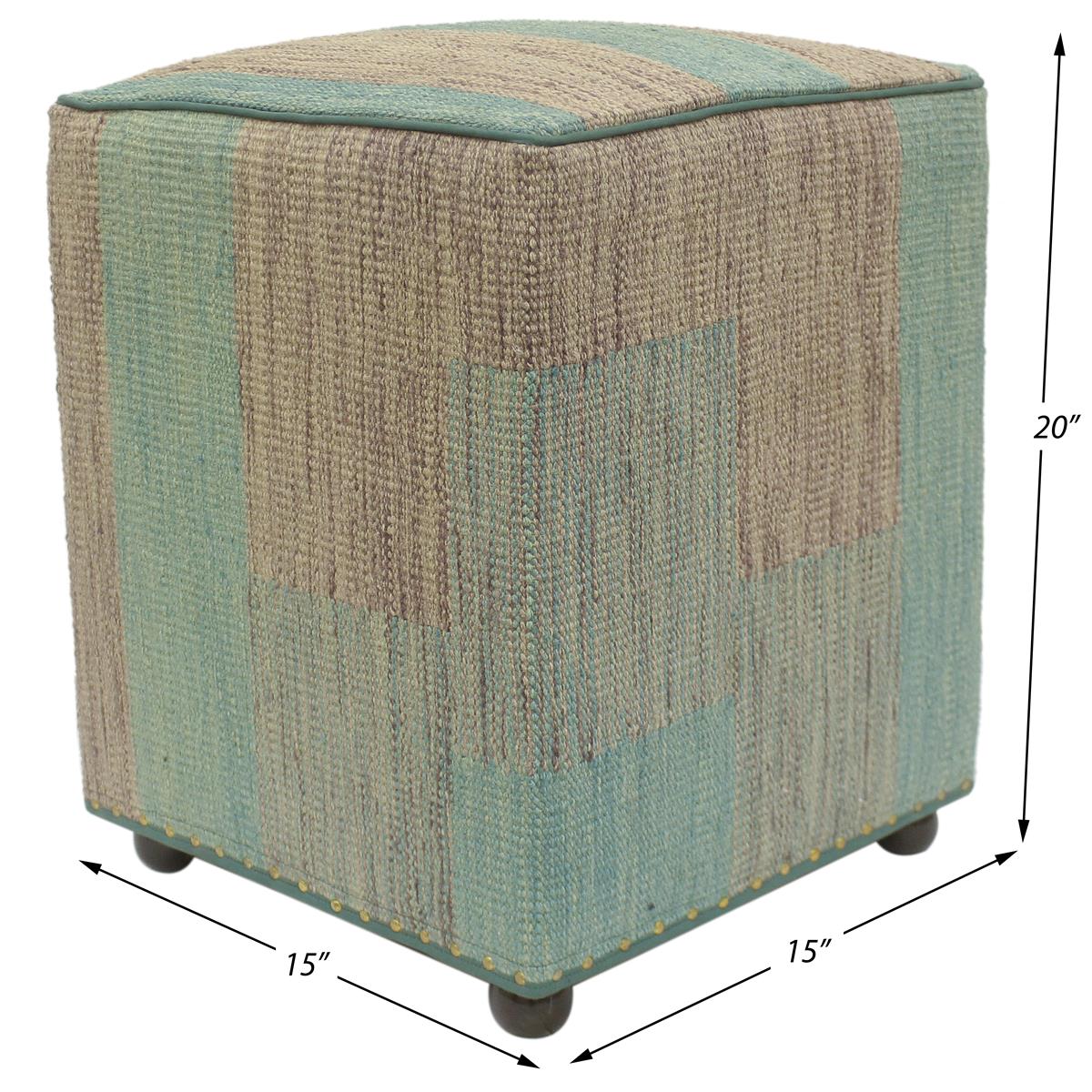 handmade Modern Ottoman Green Purple Hand-made SQUARE handmade ottoman pouf