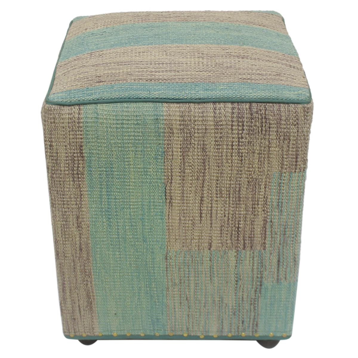 handmade Modern Ottoman Green Purple Hand-made SQUARE handmade ottoman pouf