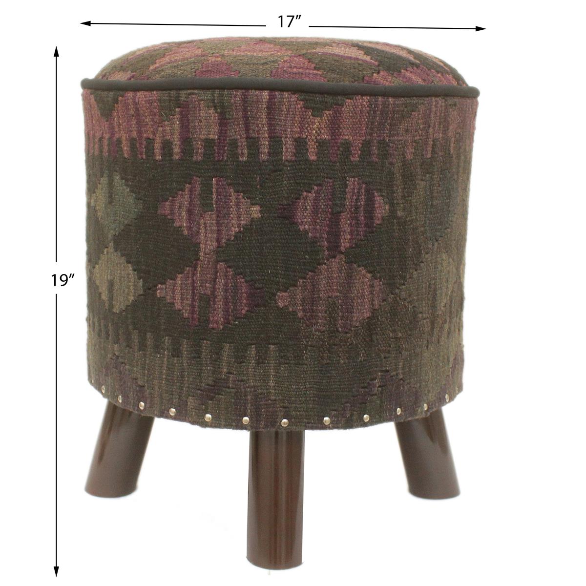 handmade Traditional Ottoman Black Purple Hand-made ROUND Vegetable dyed wool and wood  