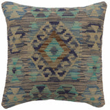 Rustic Farrell Turkish Hand-Woven Kilim Pillow - 18'' x 18''