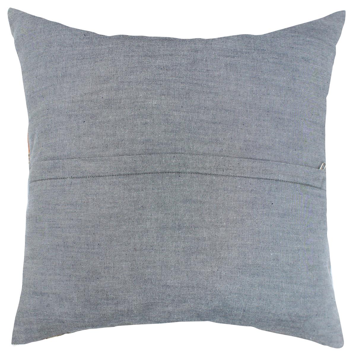 handmade Modern Pillow Blue Beige Hand-Woven SQUARE 100% WOOL  Hand woven turkish pillow  2 x 2