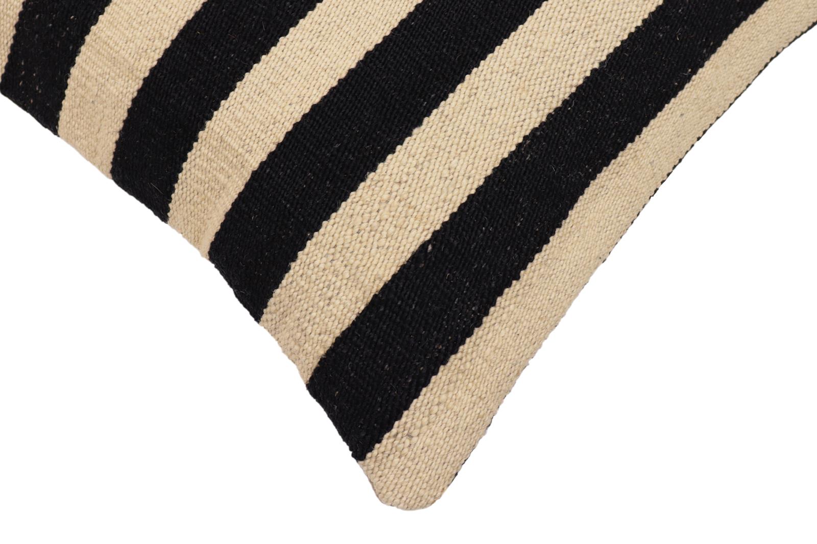 handmade Modern Pillow Beige Black Hand-Woven SQUARE 100% WOOL  Hand woven turkish pillow  2 x 2