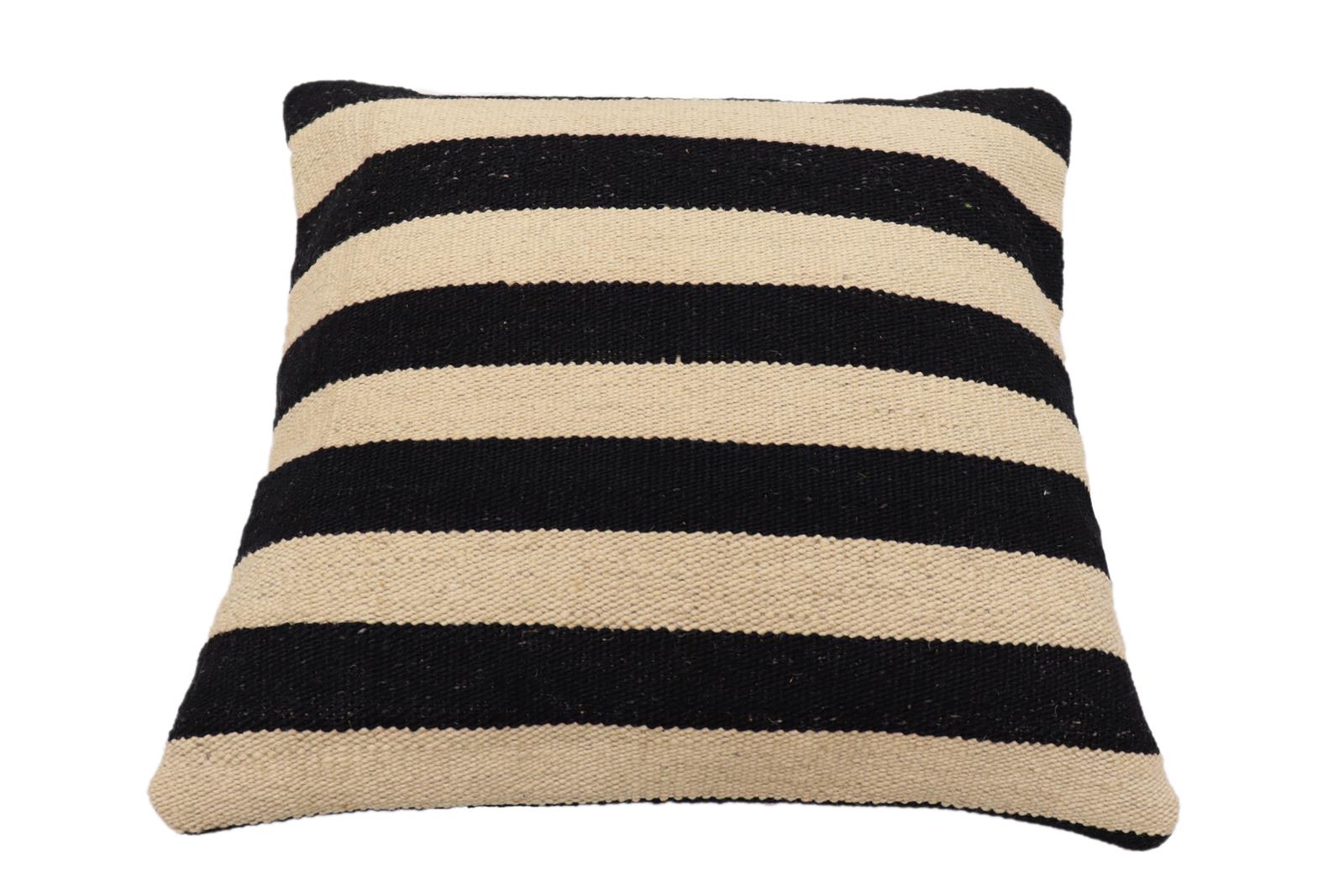 handmade Modern Pillow Beige Black Hand-Woven SQUARE 100% WOOL  Hand woven turkish pillow  2 x 2
