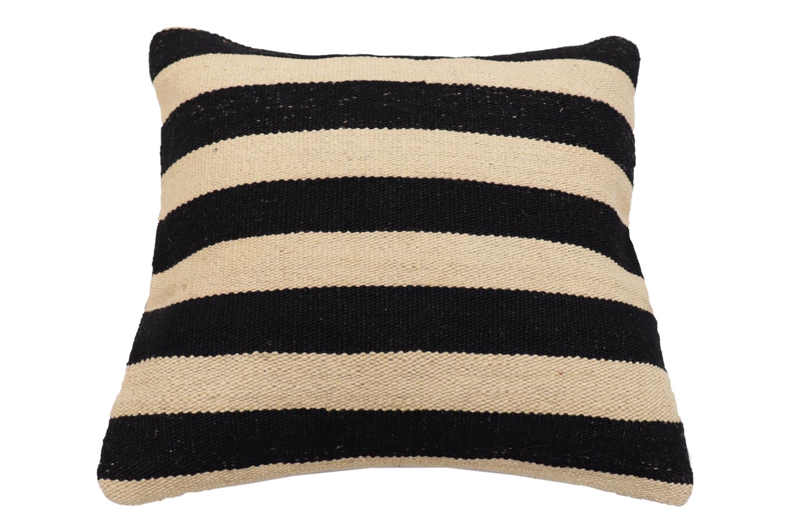 handmade Modern Pillow Beige Black Hand-Woven SQUARE 100% WOOL  Hand woven turkish pillow  2 x 2
