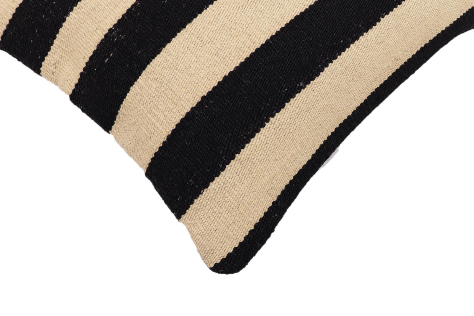 handmade Modern Pillow Beige Black Hand-Woven SQUARE 100% WOOL  Hand woven turkish pillow  2 x 2