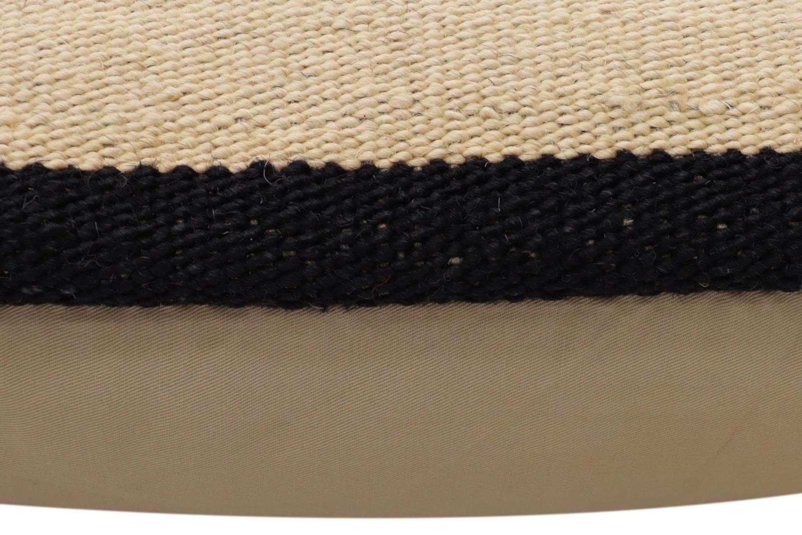 handmade Modern Pillow Beige Black Hand-Woven SQUARE 100% WOOL  Hand woven turkish pillow  2 x 2