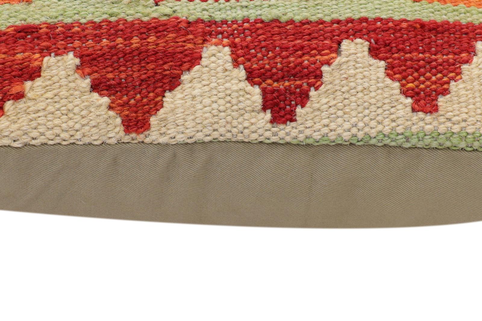 handmade Traditional Pillow Rust Blue Hand-Woven SQUARE 100% WOOL  Hand woven turkish pillow  2 x 2