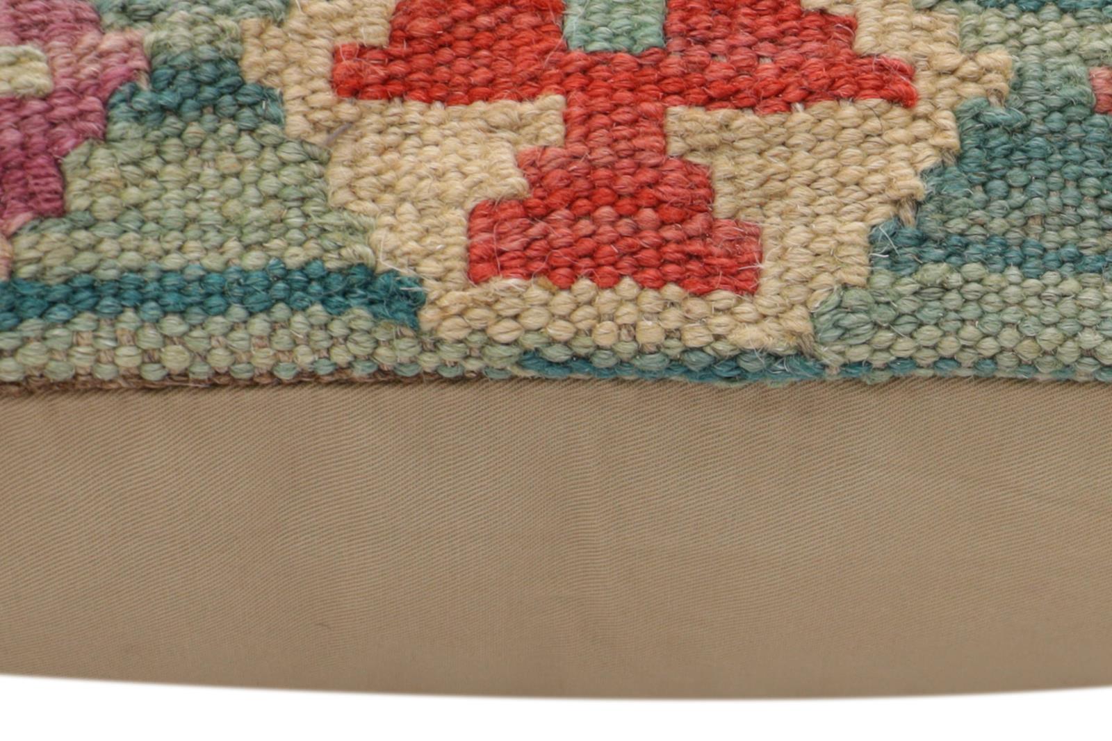 handmade Traditional Pillow Blue Red Hand-Woven SQUARE 100% WOOL  Hand woven turkish pillow  2 x 2