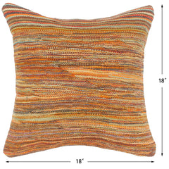 handmade Modern Pillow Rust Blue Hand-Woven SQUARE 100% WOOL  Hand woven turkish pillow  2 x 2