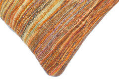 handmade Modern Pillow Rust Blue Hand-Woven SQUARE 100% WOOL  Hand woven turkish pillow  2 x 2