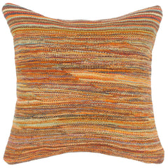 handmade Modern Pillow Rust Blue Hand-Woven SQUARE 100% WOOL  Hand woven turkish pillow  2 x 2