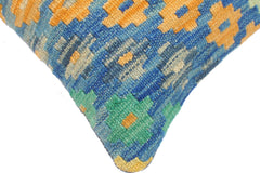 handmade Traditional Pillow Blue Beige Hand-Woven SQUARE 100% WOOL Hand woven turkish pillow2' x 2'