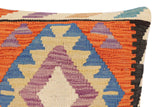 handmade Traditional Pillow Rust Blue Hand-Woven SQUARE 100% WOOL Hand woven turkish pillow2' x 2'