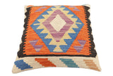 handmade Traditional Pillow Rust Blue Hand-Woven SQUARE 100% WOOL Hand woven turkish pillow2' x 2'