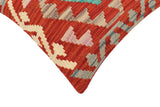 handmade Traditional Pillow Rust Blue Hand-Woven SQUARE 100% WOOL Hand woven turkish pillow2' x 2'