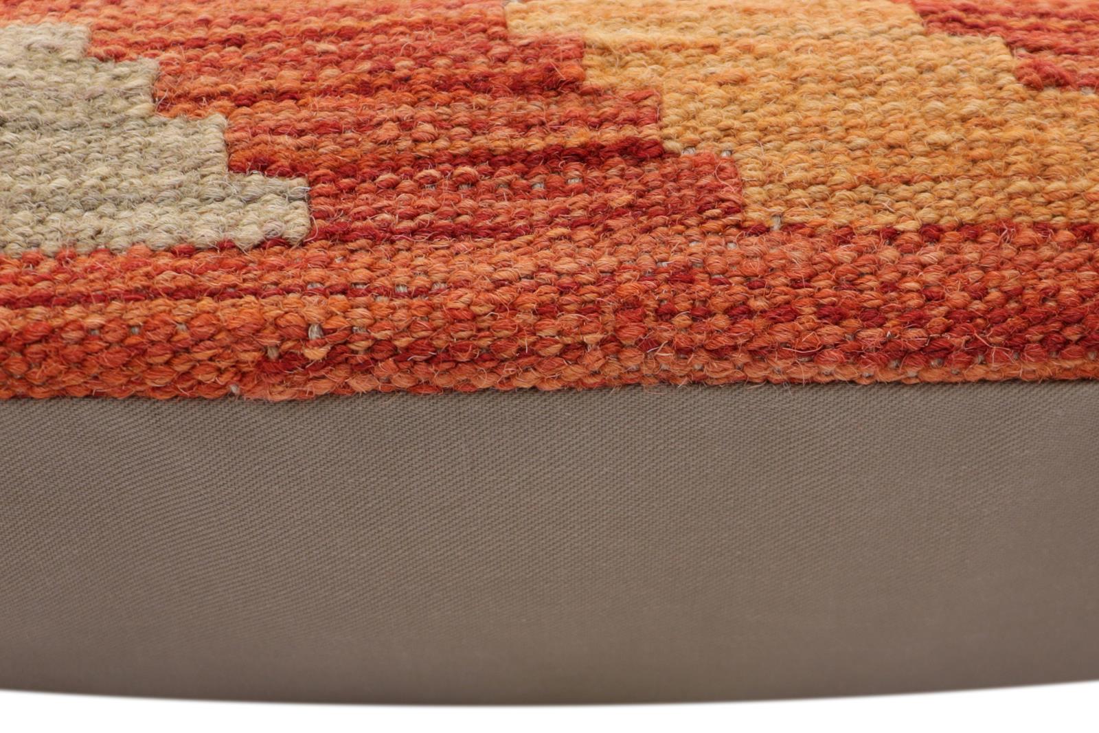 handmade Traditional Pillow Rust Blue Hand-Woven SQUARE 100% WOOL Hand woven turkish pillow2' x 2'