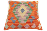 handmade Traditional Pillow Rust Blue Hand-Woven SQUARE 100% WOOL Hand woven turkish pillow2' x 2'
