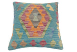 handmade Traditional Pillow Blue Gray Hand-Woven SQUARE 100% WOOL Hand woven turkish pillow2' x 2'