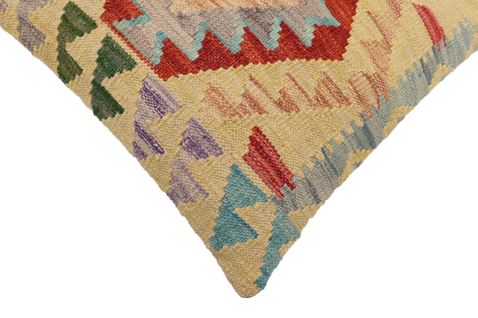 handmade Traditional Pillow Rust Blue Hand-Woven SQUARE 100% WOOL Hand woven turkish pillow2' x 2'