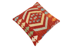 handmade Traditional Pillow Rust Blue Hand-Woven SQUARE 100% WOOL Hand woven turkish pillow2' x 2'