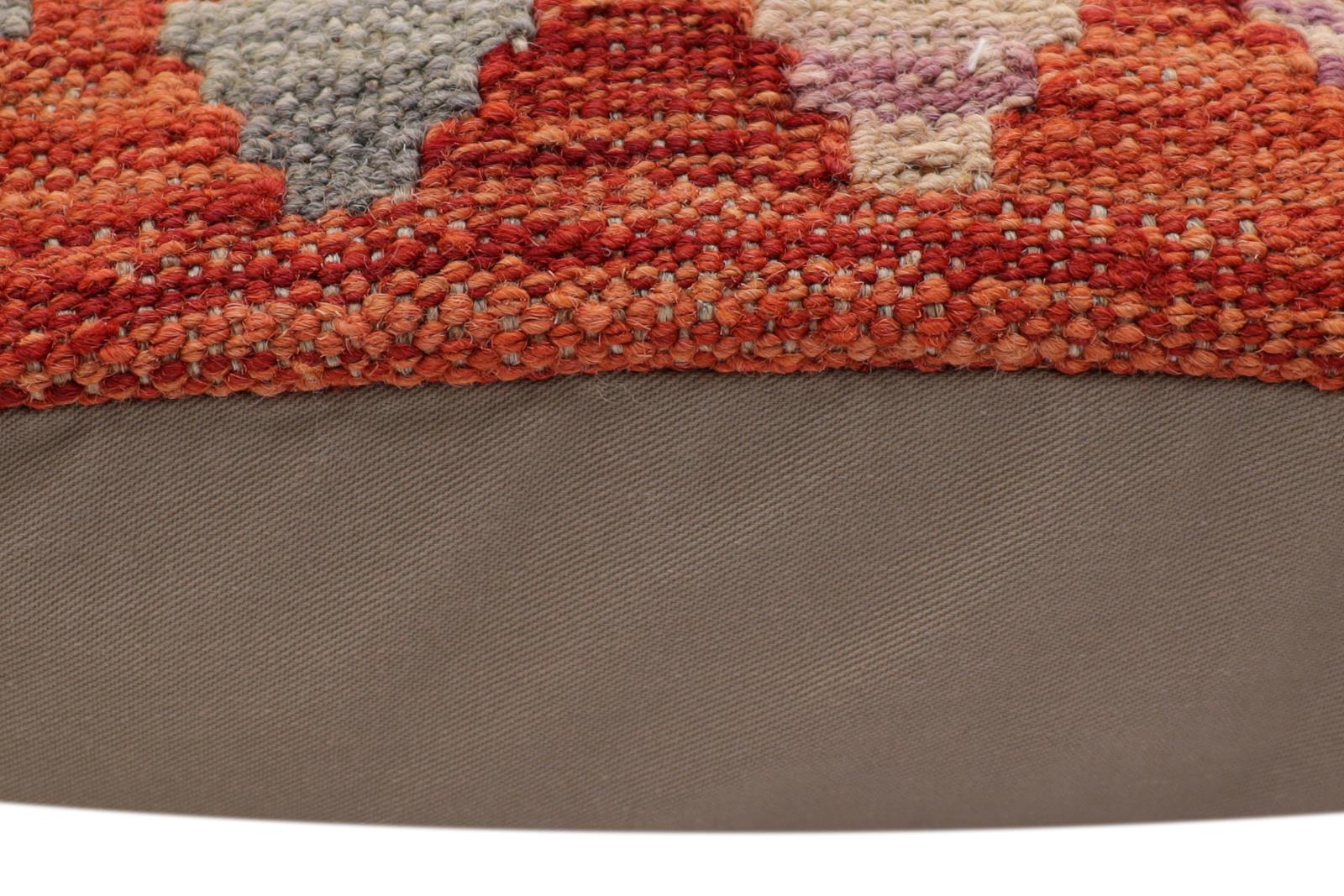 handmade Traditional Pillow Rust Blue Hand-Woven SQUARE 100% WOOL Hand woven turkish pillow2' x 2'