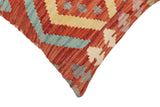 handmade Traditional Pillow Rust Blue Hand-Woven SQUARE 100% WOOL Hand woven turkish pillow2' x 2'