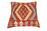 handmade Traditional Pillow Rust Blue Hand-Woven SQUARE 100% WOOL Hand woven turkish pillow2' x 2'