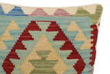 handmade Traditional Pillow Blue Red Hand-Woven SQUARE 100% WOOL Hand woven turkish pillow2' x 2'