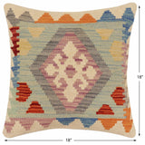 handmade Traditional Pillow Blue Rust Hand-Woven SQUARE 100% WOOL Hand woven turkish pillow2' x 2'