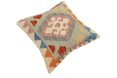 handmade Traditional Pillow Blue Rust Hand-Woven SQUARE 100% WOOL Hand woven turkish pillow2' x 2'