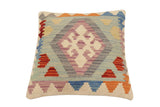 handmade Traditional Pillow Blue Rust Hand-Woven SQUARE 100% WOOL Hand woven turkish pillow2' x 2'